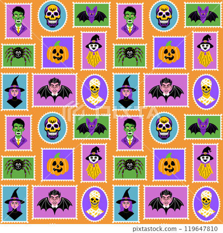 Seamless postage stamp pattern  119647810