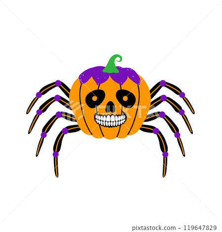 Halloween pumpkin with spider legs  119647829