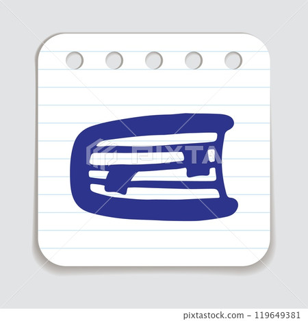 Doodle book icon with bookmark handdrawn with blue pen on a notepaper 119649381