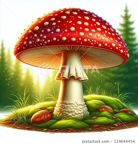 Vibrant fly agaric in the forest Vibrant fly agaric in the forest 119649454