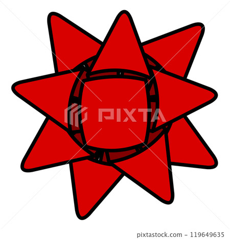A simple and cute flower made from red ribbon A simple and cute flower made from red ribbon 119649635