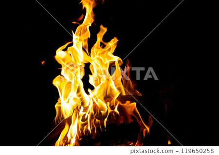 Burning flame or fire isolated on black background. Burning flame or fire isolated on black background. 119650258