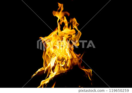 Burning flame or fire isolated on black background. Burning flame or fire isolated on black background. 119650259
