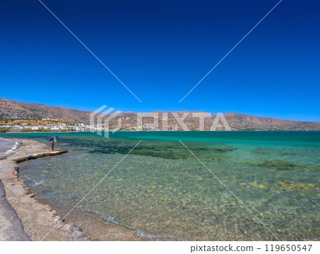 Clear water beach (Elounda, Crete, Greece) 119650547