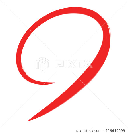 一個手繪的紅色圓圈，看起來像是用毛筆寫的。 119650699