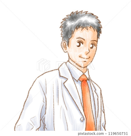 A handsome doctor with a gentle impression wearing a tie A handsome doctor with a gentle impression wearing a tie 119650731