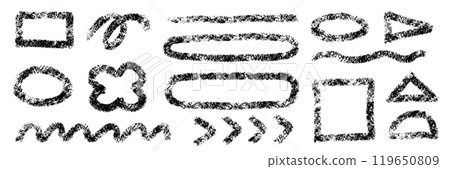 A set of hand-drawn ovals and lines that look like they were drawn with pastels or crayons 119650809