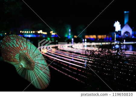 夜間發光的日本傘 119650810