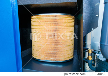 Industrial air filter cartridge replacing in hvac system Industrial air filter cartridge replacing in hvac system 119650856