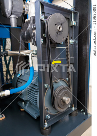 Belt drive system rotating and transferring power in industrial machinery 119650891