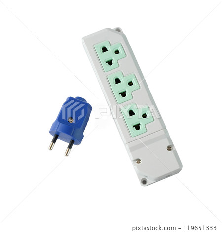 Electrical plug in outlet socket at home. 119651333