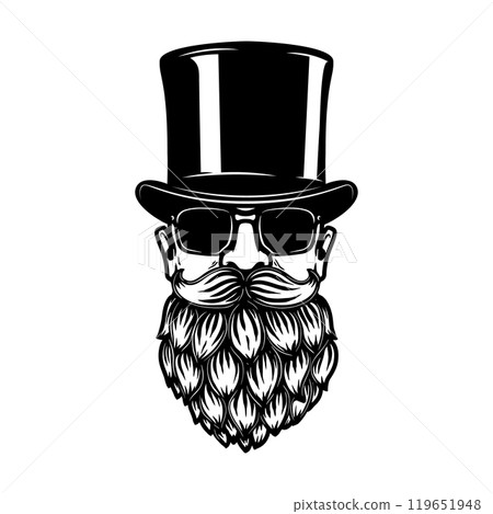 Head with beer hop beard. Vector illustration Head with beer hop beard. Vector illustration 119651948