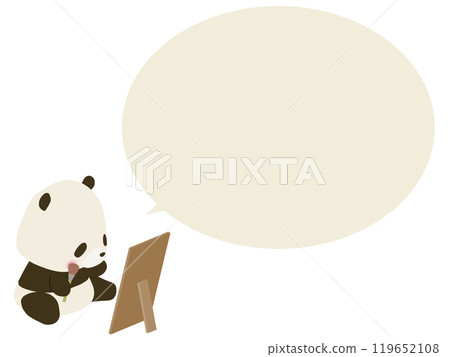 Panda putting on makeup. With speech bubble 119652108