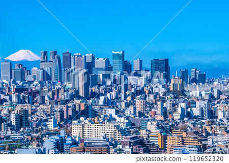 Tokyo cityscape in Japan The Kabukicho Tower and other buildings have been completed, and Shinjuku and the Shinjuku subcenter have undergone a major transformation. Mount Fuji is in the background on the left. (10th) 119652320