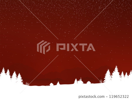 Starry sky and silhouette of fir tree 119652322