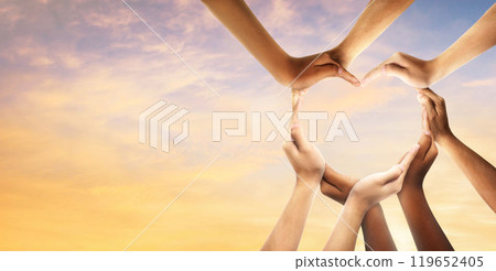 Unity and diversity are at the heart of a diverse group of people connected together as a supportive symbol that represents a sense of and togetherness. Unity and diversity are at the heart of a diverse group of people connected together as a supportive symbol that represents a sense of and togetherness. 119652405