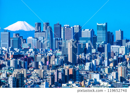 日本東京城市景觀歌舞伎町塔等建築已完工,新宿及新宿副中心也發生了重大改造。左邊的富士山 = 10 號 日本東京城市景觀歌舞伎町塔等建築已完工,新宿及新宿副中心也發生了重大改造。左邊的富士山 = 10 號 119652748