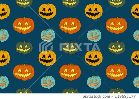 Seamless Halloween Pumpkin Pattern Seamless Halloween Pumpkin Pattern 119653177