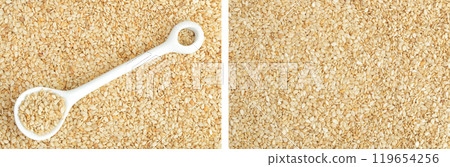 Sesame seeds as a background. Top view. Flat lay Sesame seeds as a background. Top view. Flat lay 119654256
