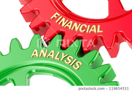 Financial Analysis concept on the gearwheels, 3D rendering 119654551