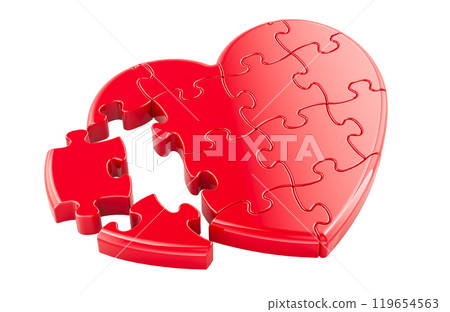 Red Heart from puzzles, 3D rendering Red Heart from puzzles, 3D rendering 119654563