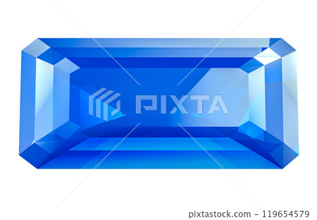 Blue gem, cut emerald. 3D rendering 119654579