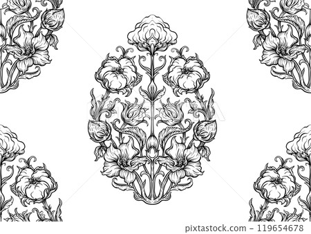 Pure cotton. Cotton plant. Art nouveau style 119654678