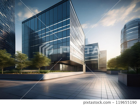 Image of a modern company with blue sky 119655190
