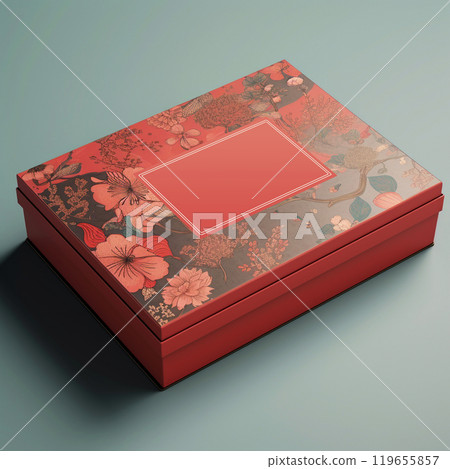 Logo mockup on gift box. Top view of your logo in reality. For shop, business, handmade 119655857