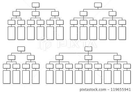 Vector illustration set of various forms of organizational charts, organizational structures, business hierarchy Vector illustration set of various forms of organizational charts, organizational structures, business hierarchy 119655941