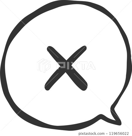 具有交叉反應的單色線畫語音氣泡圖標 具有交叉反應的單色線畫語音氣泡圖標 119656022