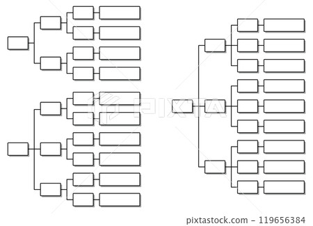 Vector illustration set of various forms of organizational charts, organizational structures, business hierarchy 119656384