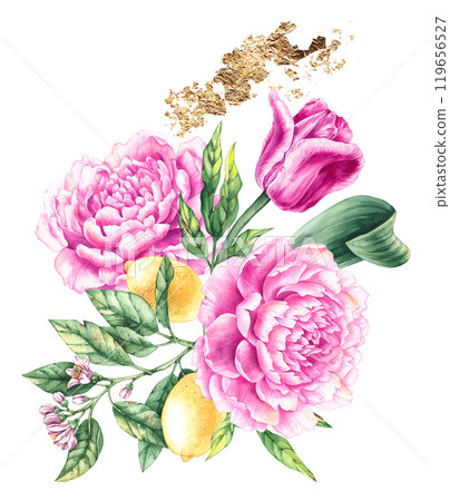 Floral collection hand drawn watercolor illustrations 119656527