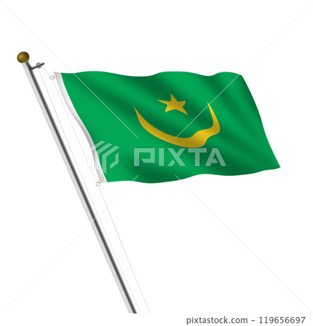 Mauritania flagpole with clipping path 119656697
