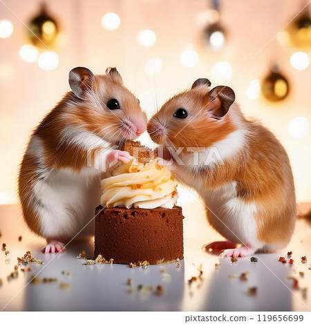 Hamster eating cake Hamster eating cake 119656699