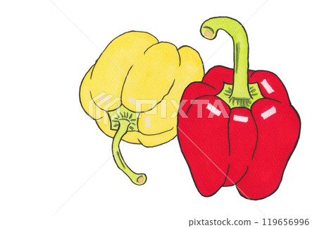 手繪水彩畫（圖信）《紅黃辣椒》重疊明信片尺寸 119656996