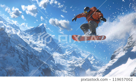 滑雪板滑下雪坡 滑雪板滑下雪坡 119657002