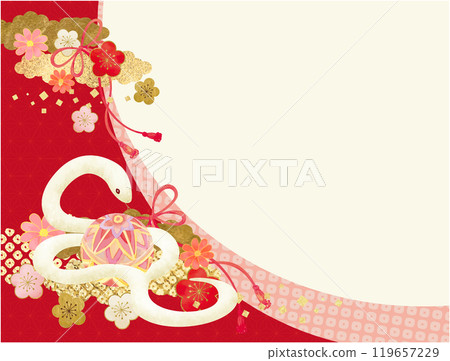 日式白蛇花圖案新年賀卡材料 日式白蛇花圖案新年賀卡材料 119657229