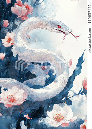 白蛇牡丹插畫 119657431