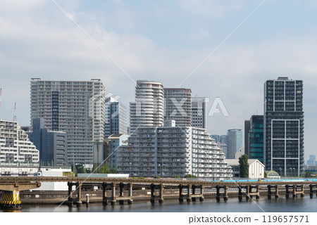 Monorail and high rise apartment Monorail and high rise apartment 119657571