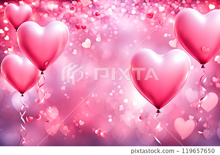 Valentine day background and texture with pink,red, heart,rose. Love concept. Valentine day banner design. 119657650