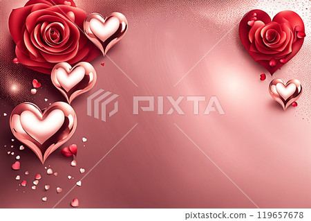 Valentine day background and texture with pink,red, heart,rose. Love concept. Valentine day banner design. 119657678