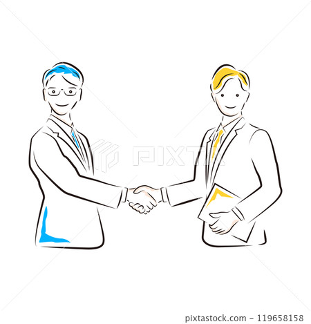 Illustration of business people shaking hands Illustration of business people shaking hands 119658158