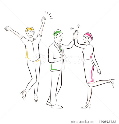 Illustration of a business person happy with a high five Illustration of a business person happy with a high five 119658188