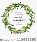 Christmas, New year green leaves, white mistletoe berries wreath. Festive greenery, holiday round decorative element. Floral watercolor, vector art wedding illustration. Elegant editable greeting card Christmas, New year green leaves, white mistletoe berries wreath. Festive greenery, holiday round decorative element. Floral watercolor, vector art wedding illustration. Elegant editable greeting card 119658395