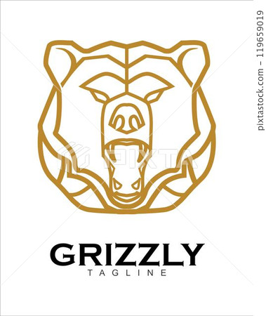Fearless grizzly. Roaring grizzly bear. grizzly head. Elegance Roaring grizzly in monogram style, combine with text Fearless grizzly. Roaring grizzly bear. grizzly head. Elegance Roaring grizzly in monogram style, combine with text 119659019