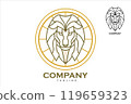 Elegance Majestic Lion Head in golden circle 119659323