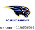 Fearless Panther. Roaring Predator. Roaring Panther. Panther head. Roaring fang face. Combine with text 119659594