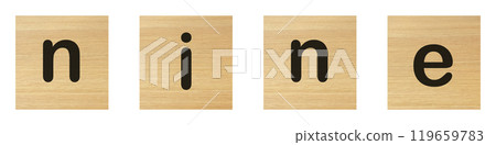 Nine word with wood blocks Nine word with wood blocks 119659783