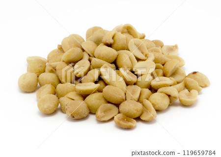 Salted peanuts group isolated on white Salted peanuts group isolated on white 119659784